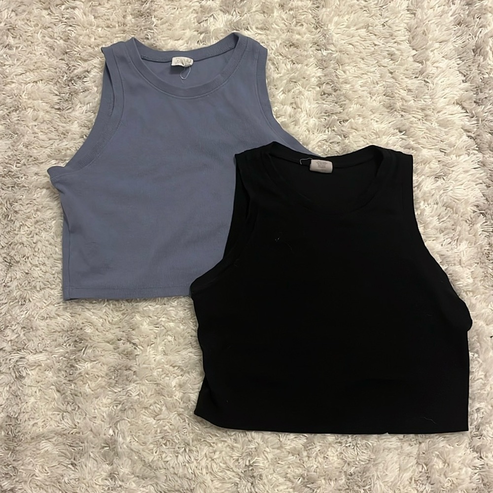 Two longer length tank tops